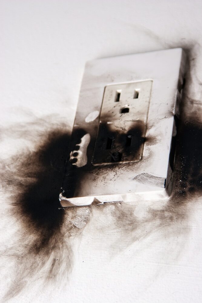 Electrical socket overloaded and burned out