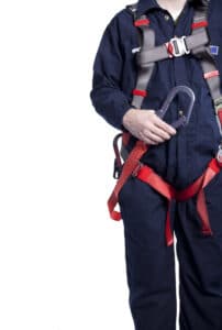 Man Wearing Fall Protection Harness