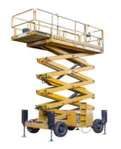 Yellow scissor lift