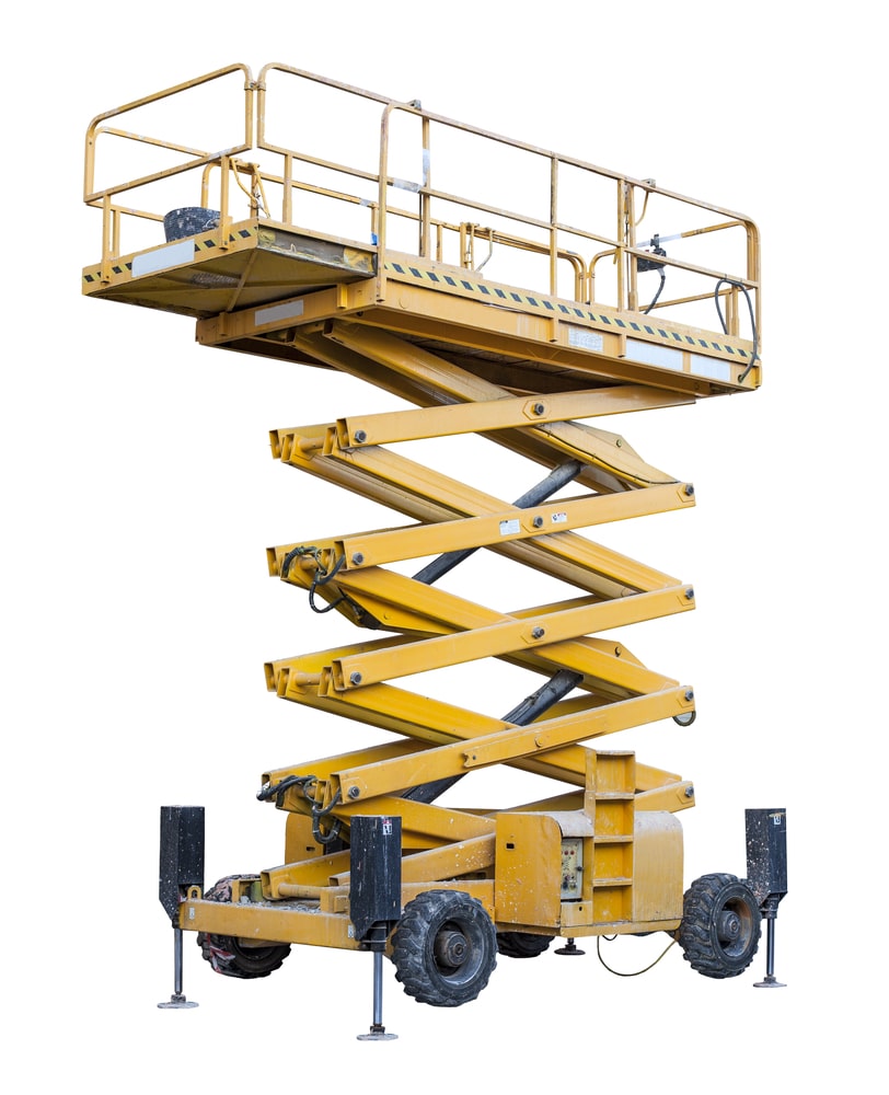 Yellow scissor lift