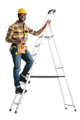 Construction Worker on a Ladder