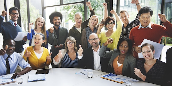 Diverse Group of Employees Celebrating Success