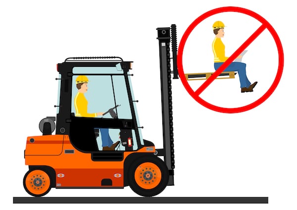 No Pedestrians on Forks of Forklift