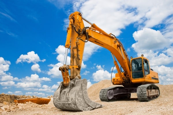 Yellow Excavator Bucket Down