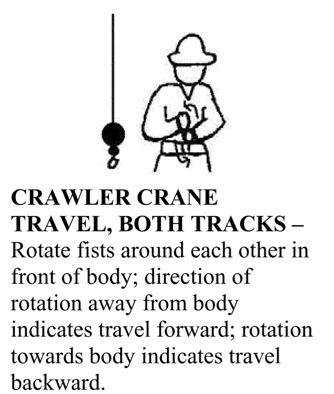 Both tracks crawler crane travel hand signal