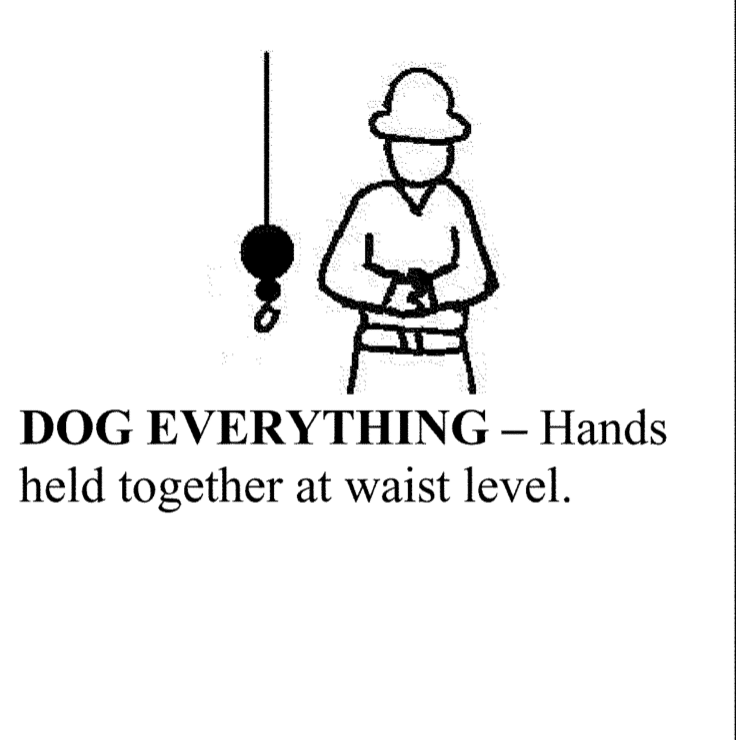 Dog everything crane hand signal which means the operator should pause work