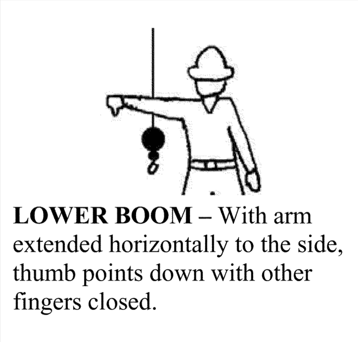 lower boom crane hand signal