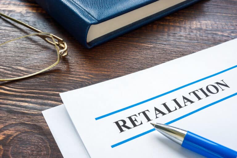 A document with the word retaliation on it.