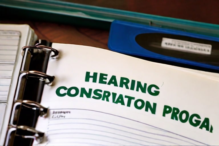 A binder with the words hearing constipation program on it.