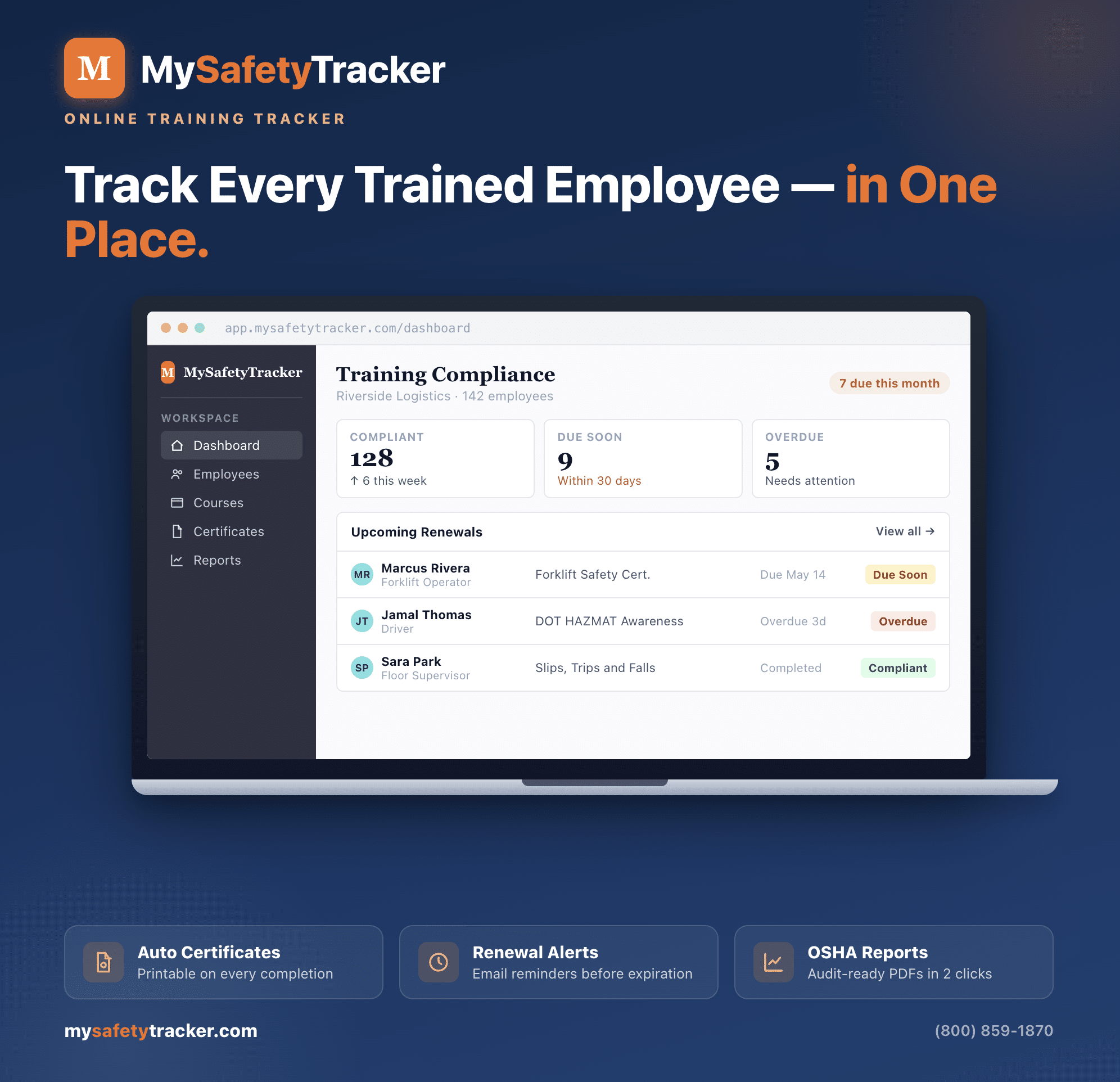 Online Training Tracker – One Time Fee – Lifetime Access